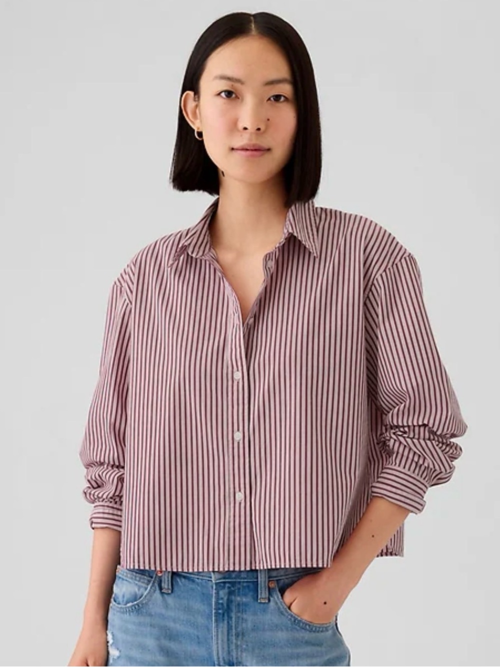 GAP Organic Cotton Poplin Crop Shirt - Picture 1 of 4